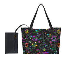 Load image into Gallery viewer, Prairie Paintbrush Black Shopping Tote Bag With Mini Purse
