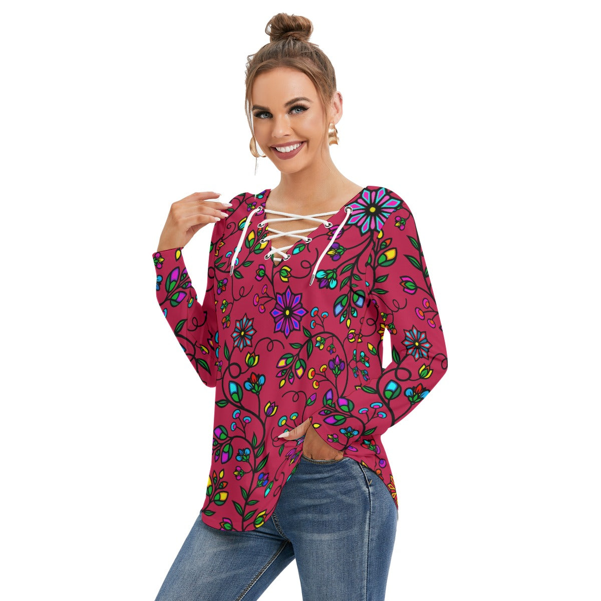 Prairie Paintbrush Passion Berry SQ Tie Sweatshirt