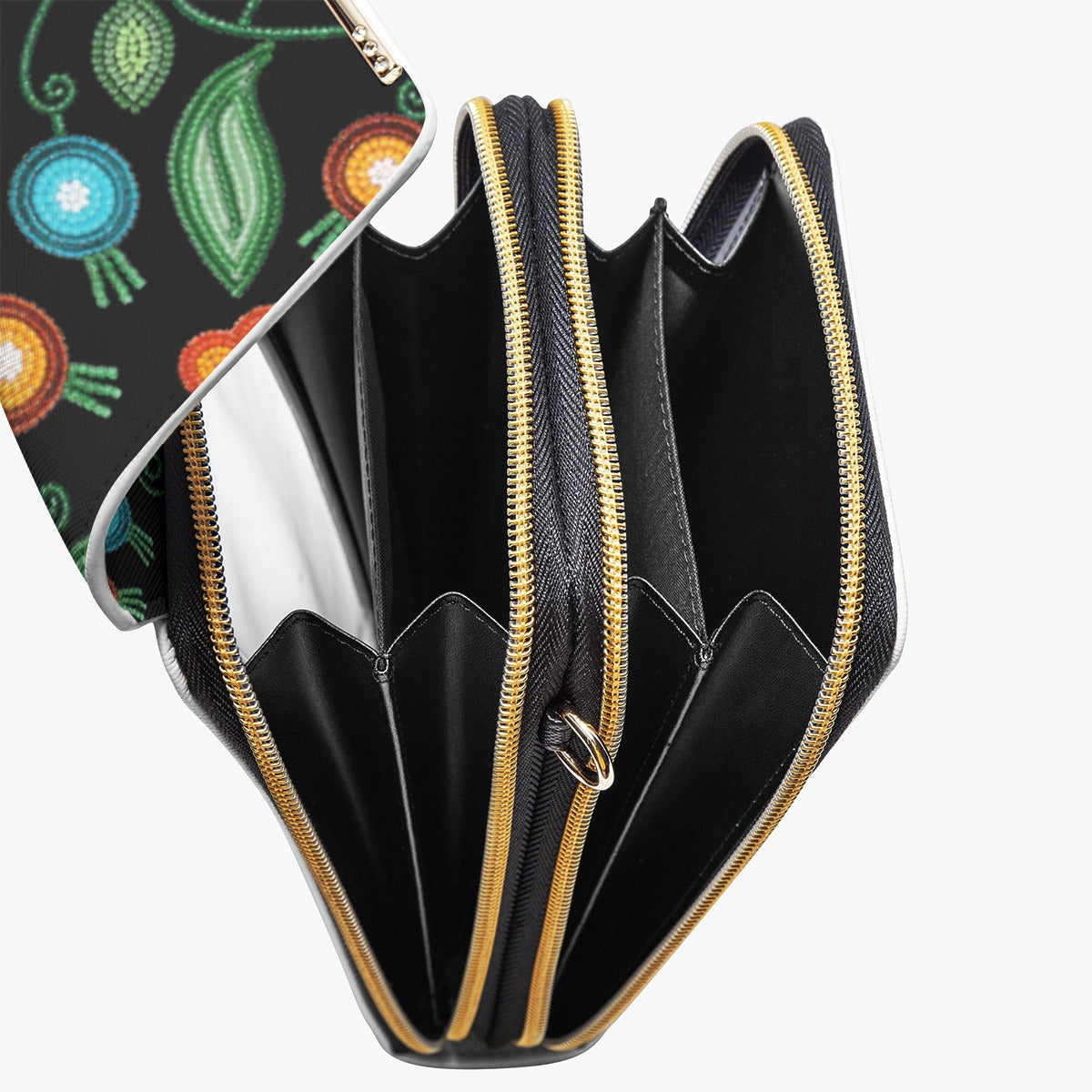 Prairie Fire Petals Black Phone Bag