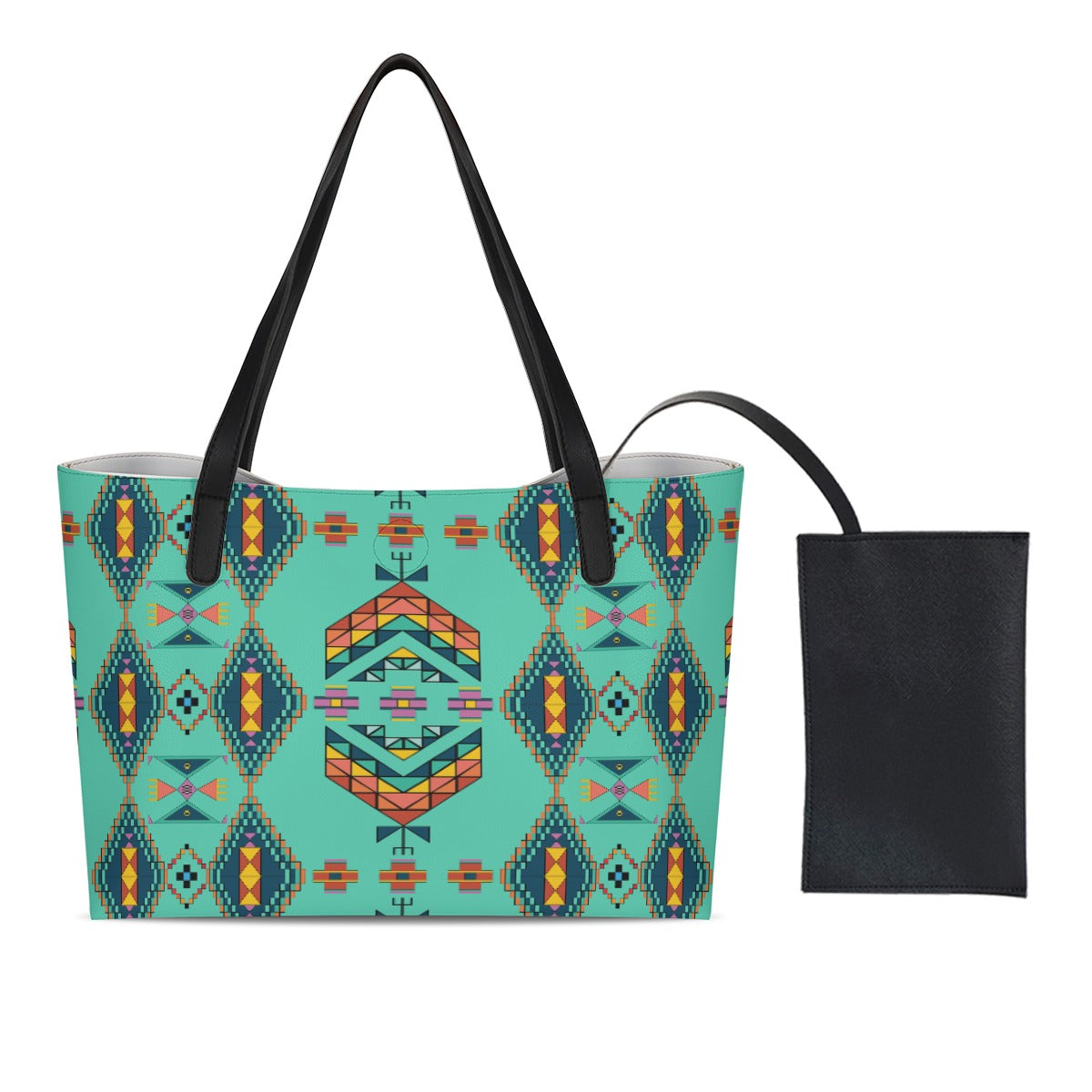 Travois Tipi Smoky Sky Shopping Tote Bag With Black Mini Purse