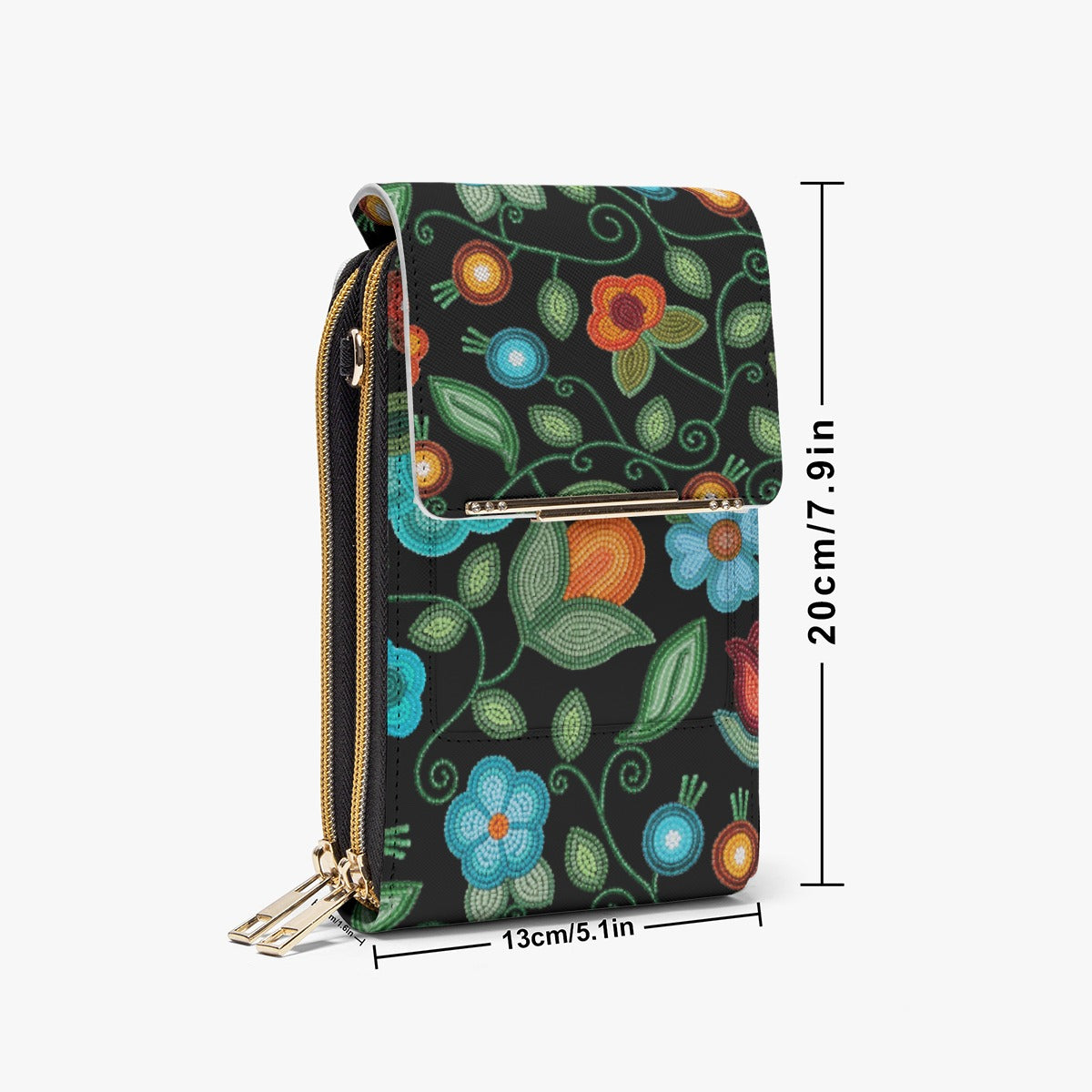 Prairie Fire Petals Black Phone Bag