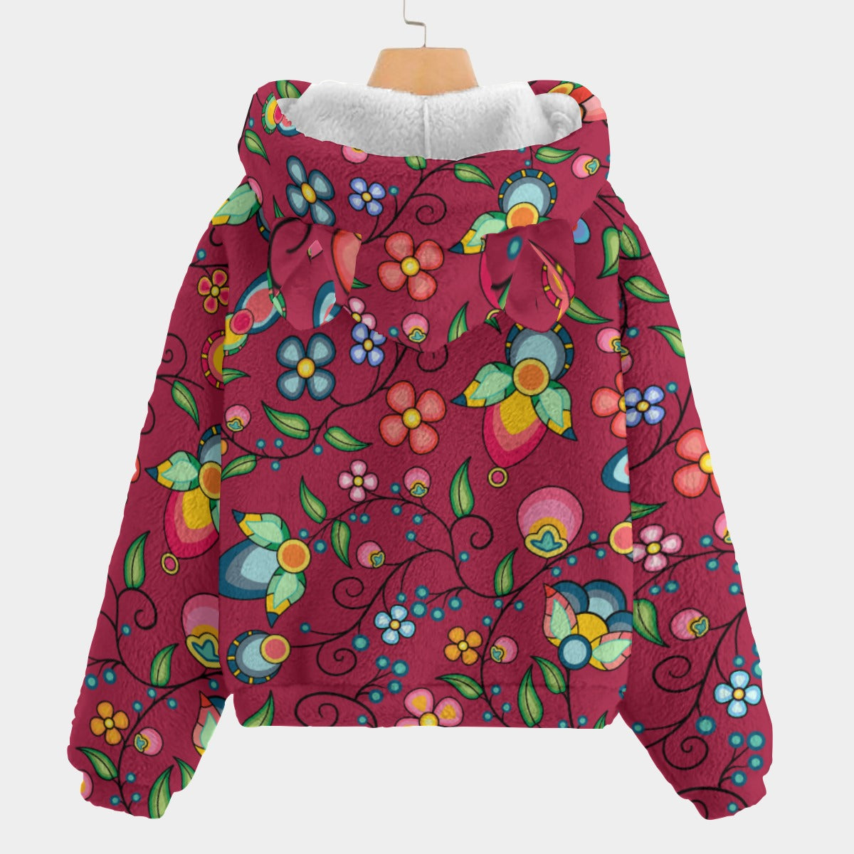 Floral Bounty Magenta Youth Hoodie With Ears