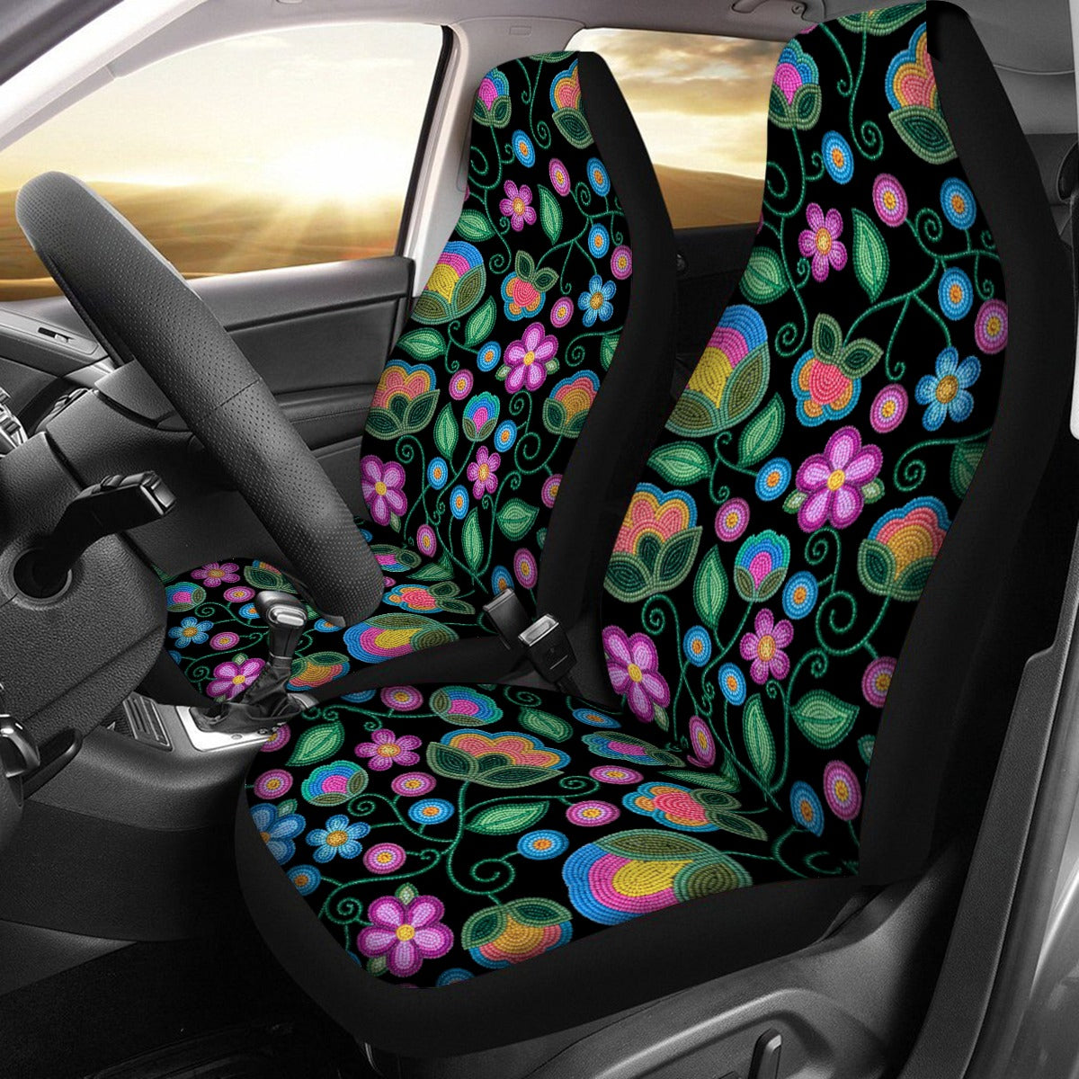 Turquoise Sunbeam Universal Car Seat Cover With Thickened Back