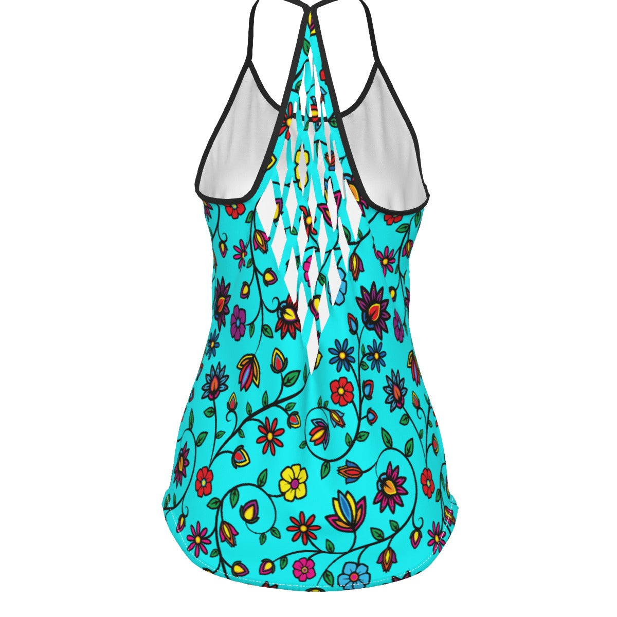 Nature's Nexus Turquoise Criss-Cross Open Back Tank Top