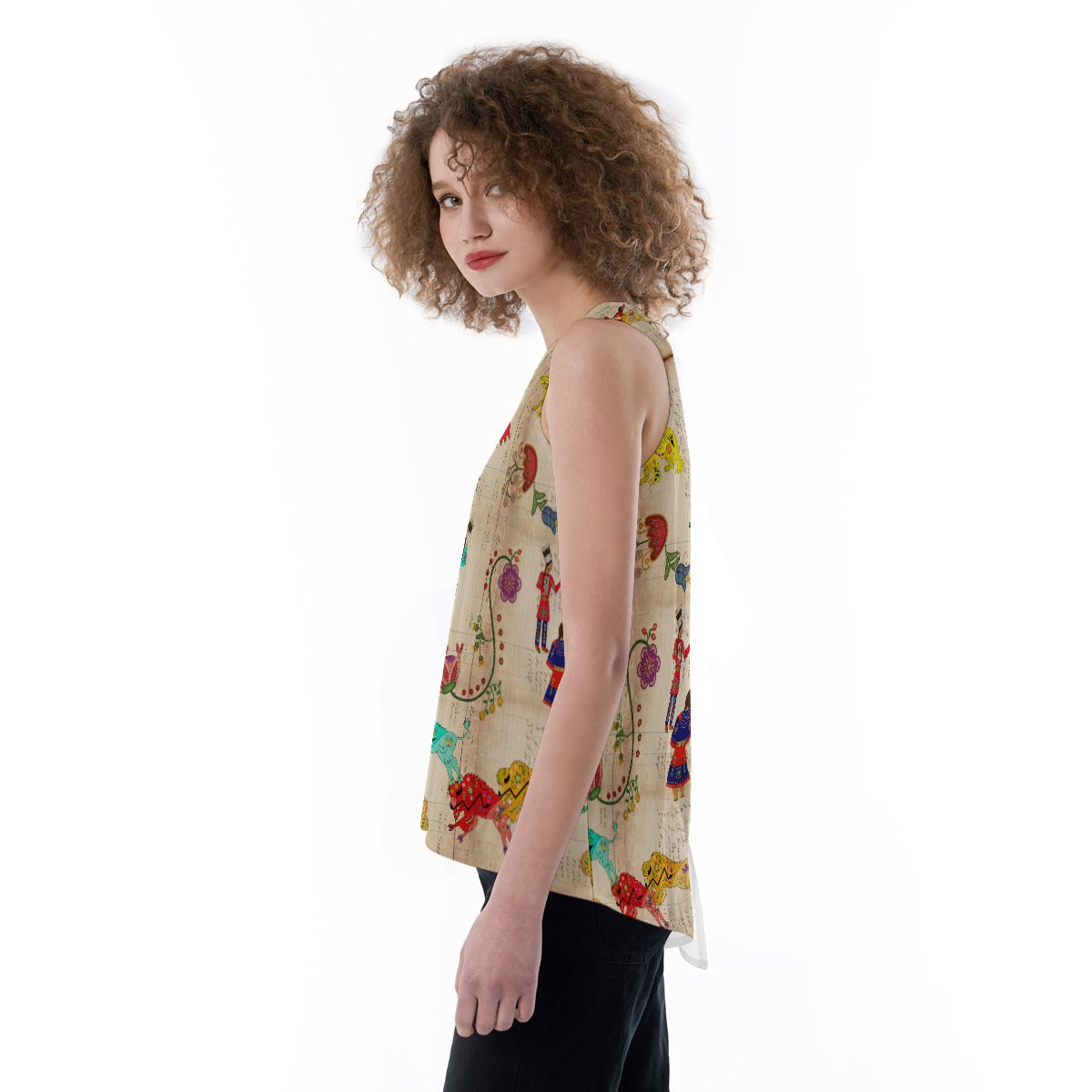 Floral Ledger Way of Life Split Back Tank Top
