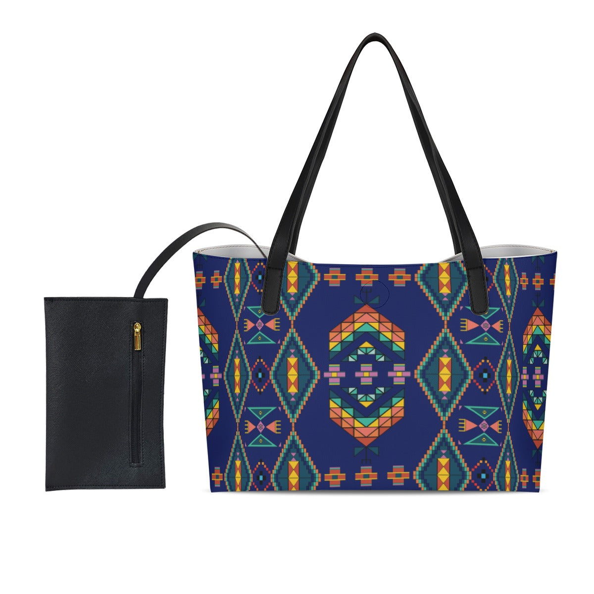 Travois Tipi Blue Shopping Tote Bag With Black Mini Purse