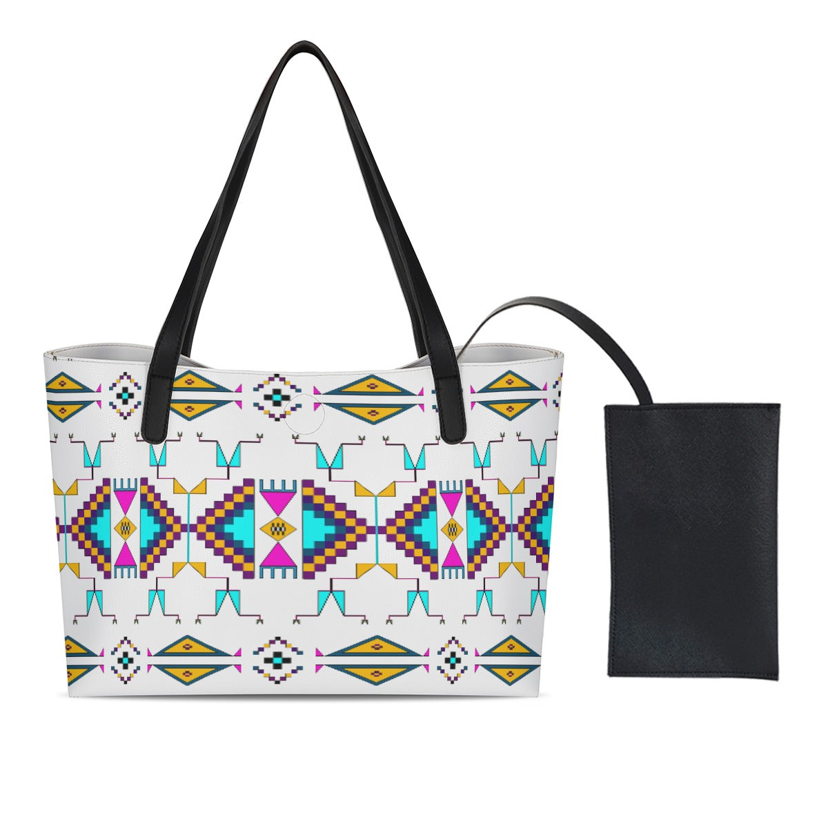 Rite of Passage White Tote Bag With Black Mini Purse