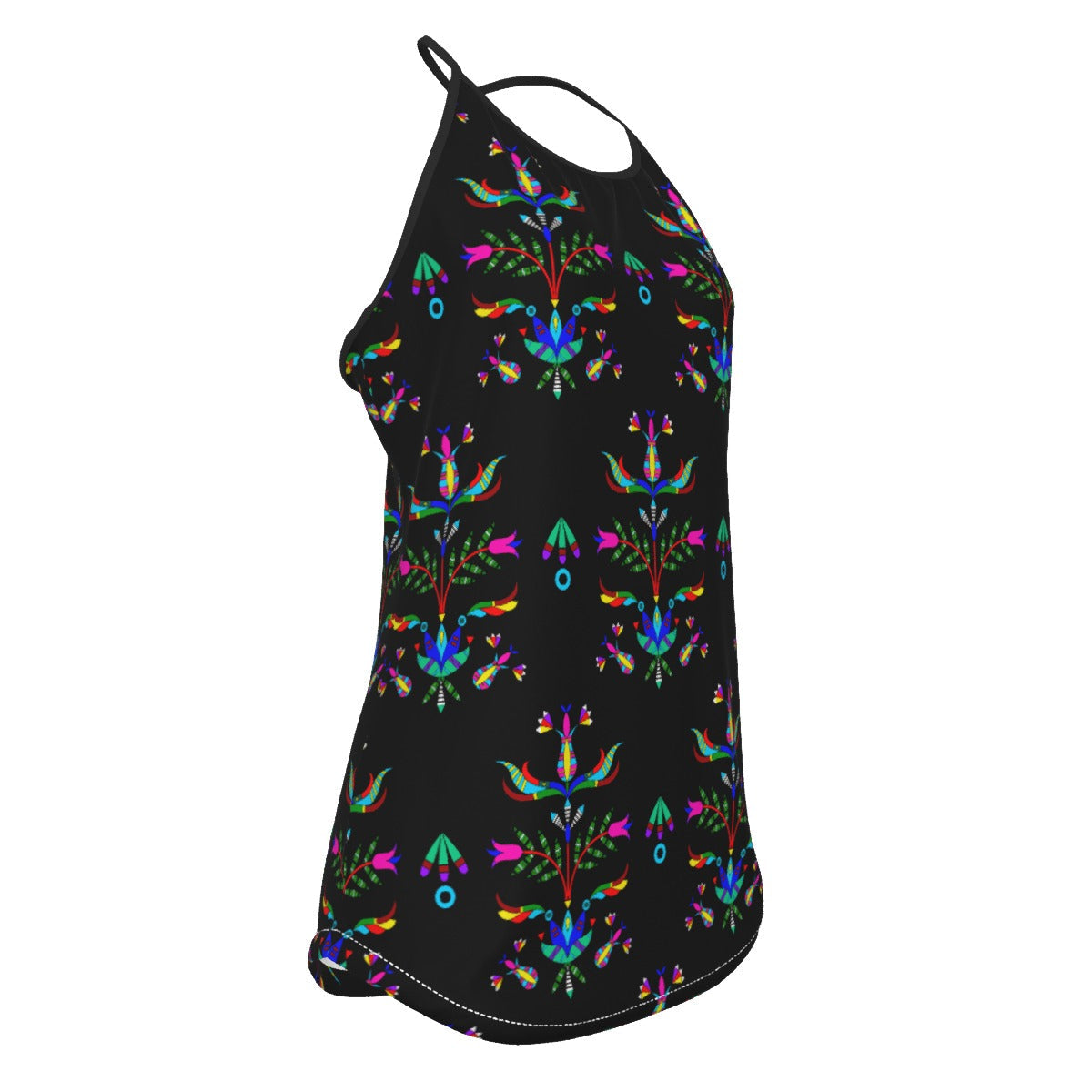 Dakota Damask Black Criss-Cross Open Back Tank Top