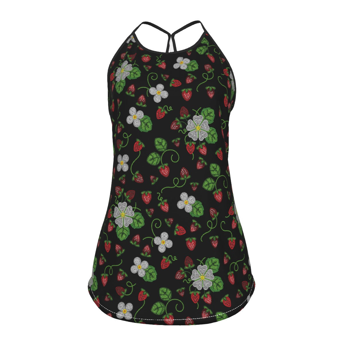 Strawberry Dreams Midnight Criss-Cross Open Back Tank Top