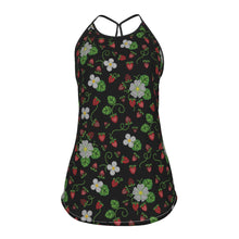 Load image into Gallery viewer, Strawberry Dreams Midnight Criss-Cross Open Back Tank Top
