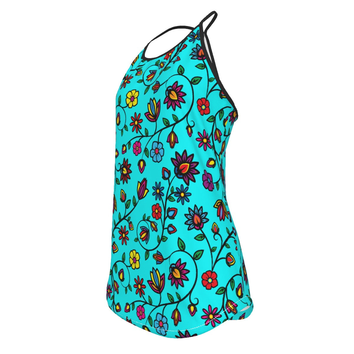 Nature's Nexus Turquoise Criss-Cross Open Back Tank Top