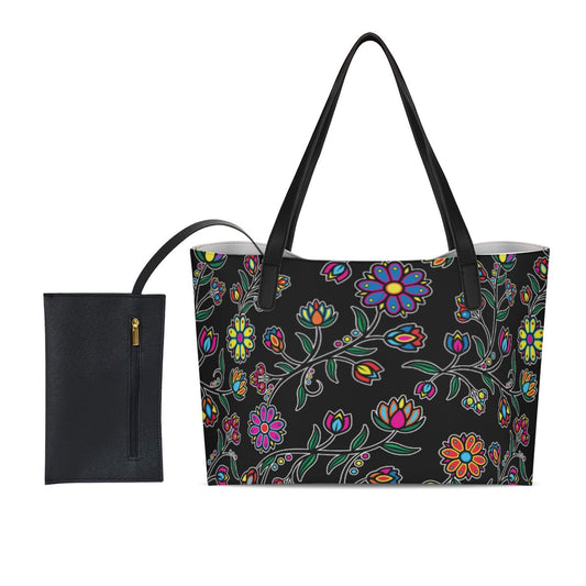 Cosmic Whisper Black Shopping Tote Bag With Mini Purse