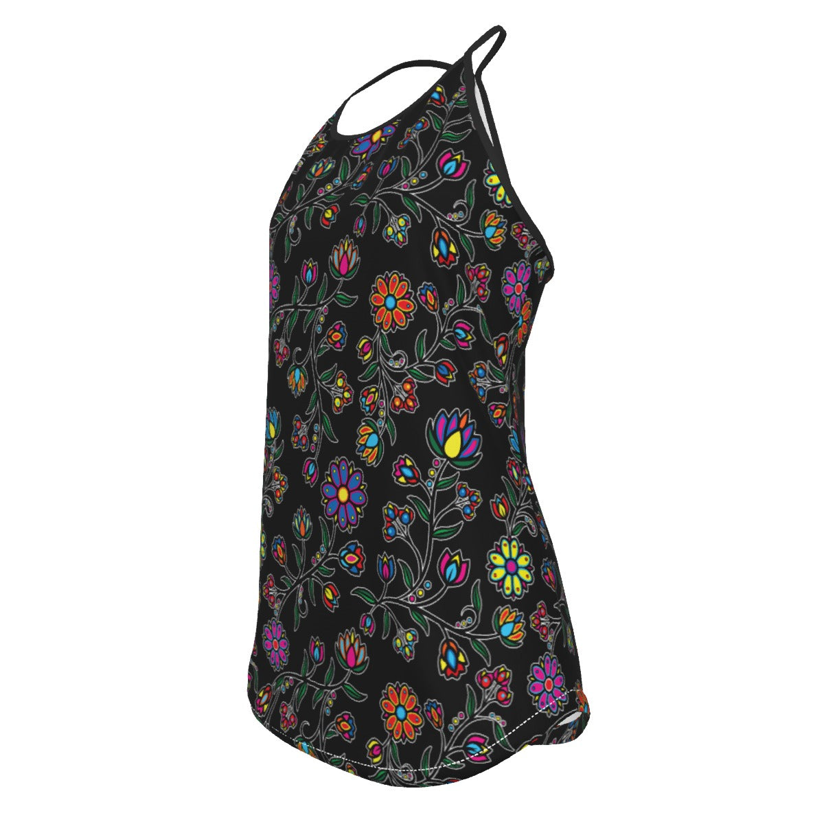 Cosmic Whisper Black Criss-Cross Open Back Tank Top