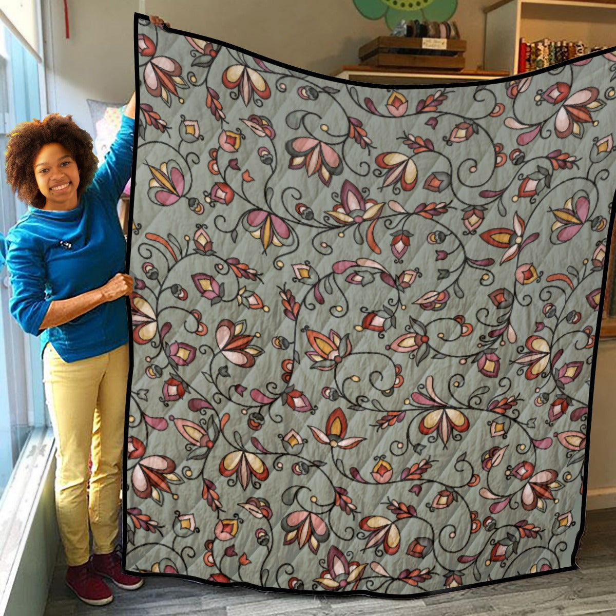 Burnt Sky Petals Green Lightweight & Breathable Quilt
