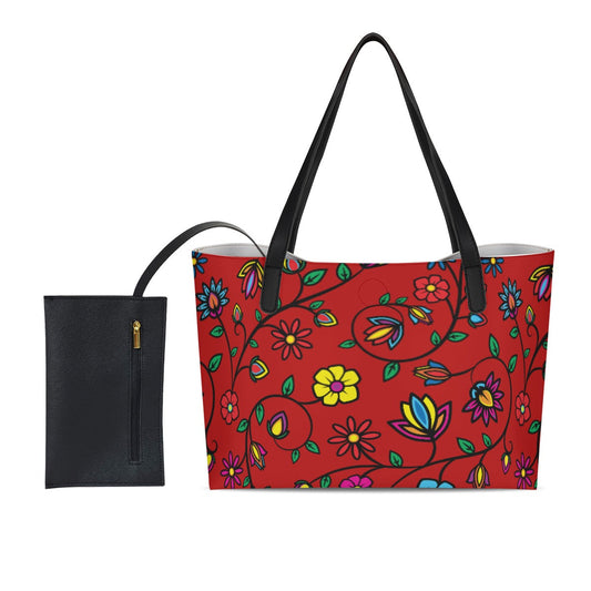 Nature's Nexus Red Shopping Tote Bag With Mini Purse