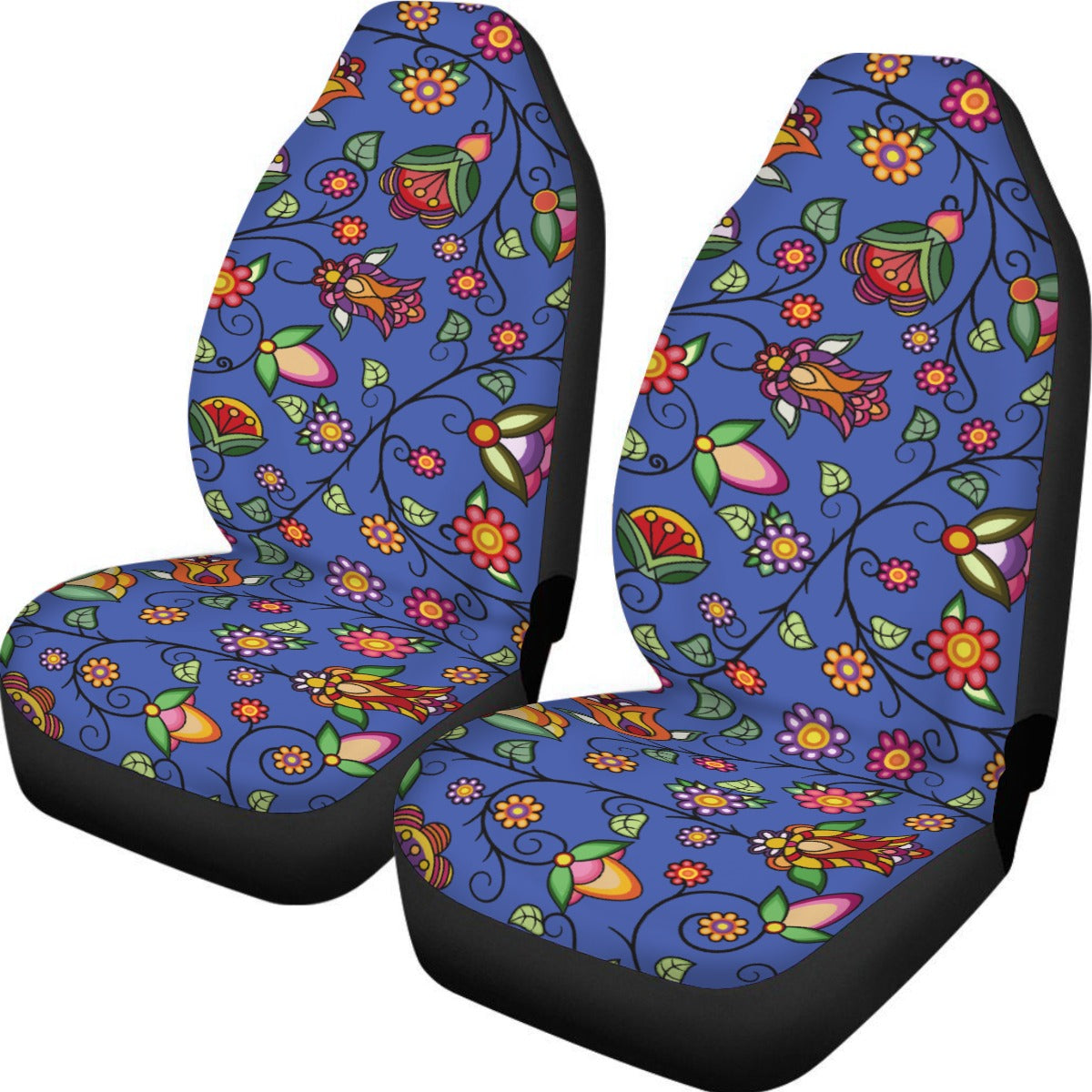 Heartbeat Petals Blue Universal Car Seat Cover With Thickened Back