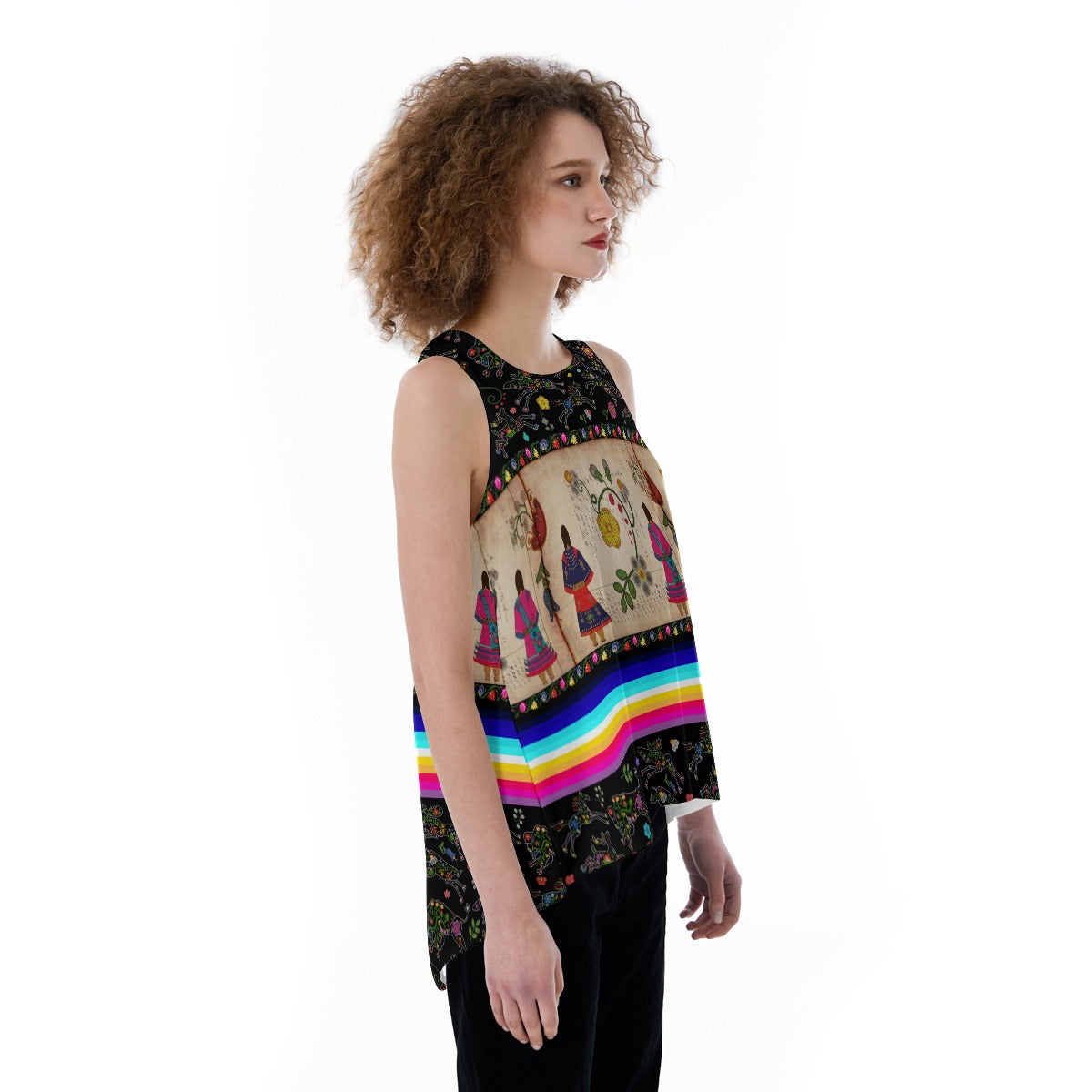 Floral Ledger Sisters Split Back Tank Top