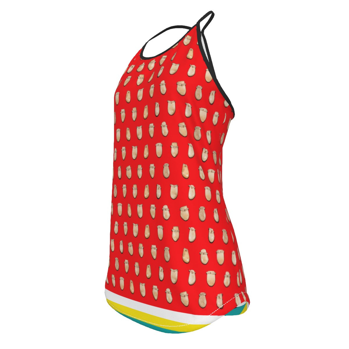 Elk Teeth on Red Criss-Cross Open Back Tank Top