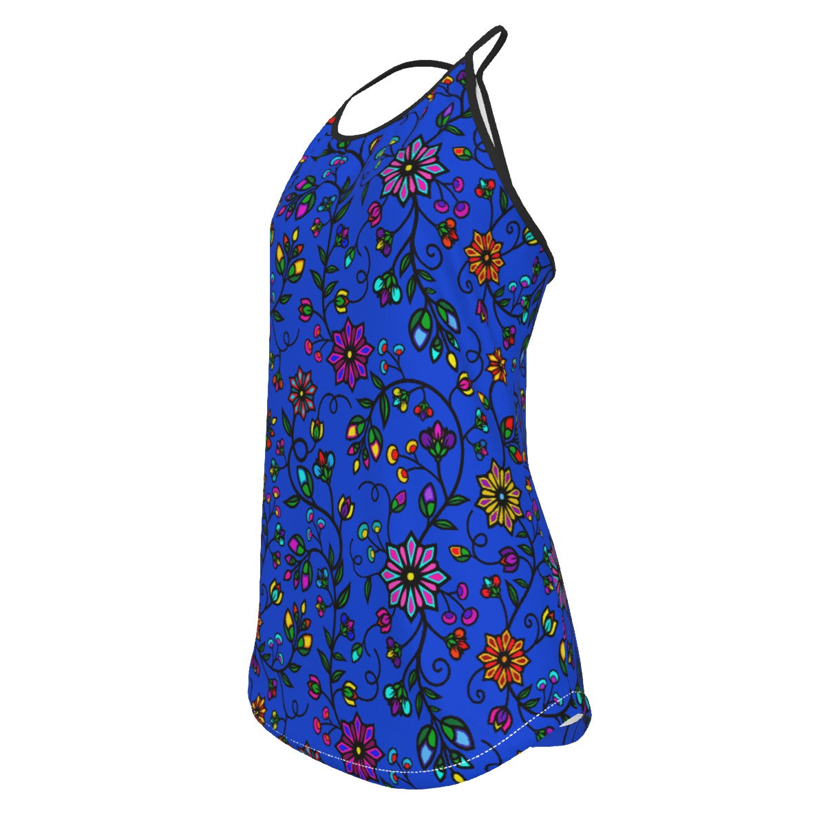 Prairie Paintbrush Blue Criss-Cross Open Back Tank Top