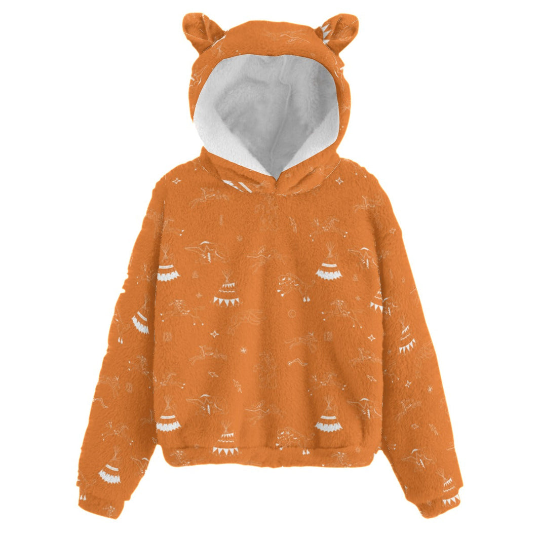 Ledger Dabbles Orange Kid’s Borg Fleece Hoodie With Ear