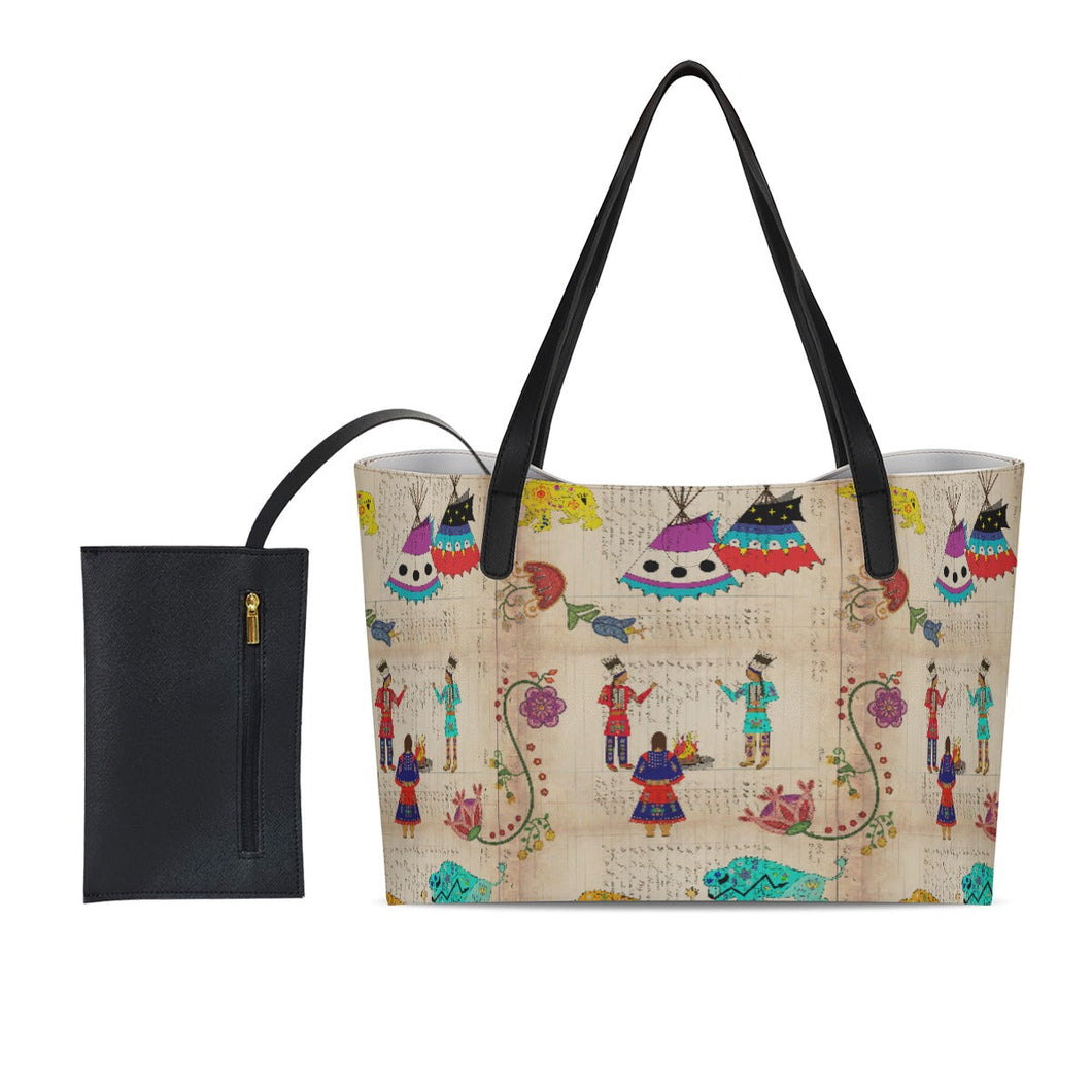 Floral Ledger Way of Life Shopping Tote Bag With Mini Purse