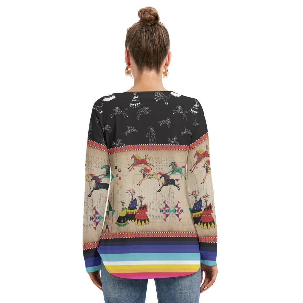 Horses Running Black Sky Tie Sweatshirt