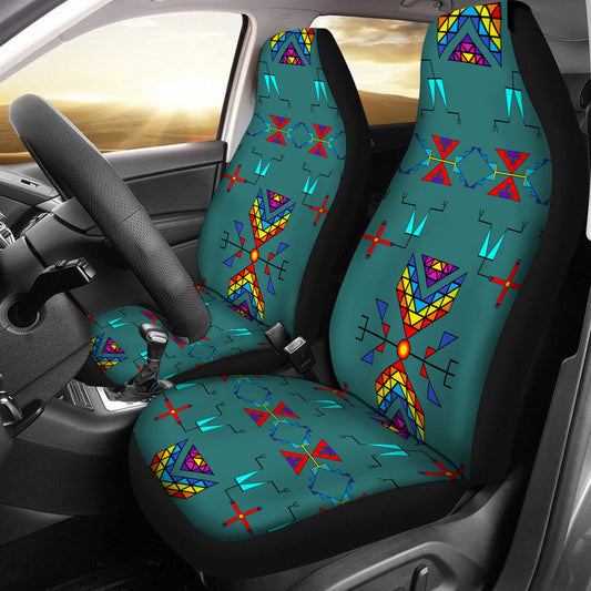 Rainy Chief Rainbow Teal Sky Universal Car Seat Cover With Thickened Back
