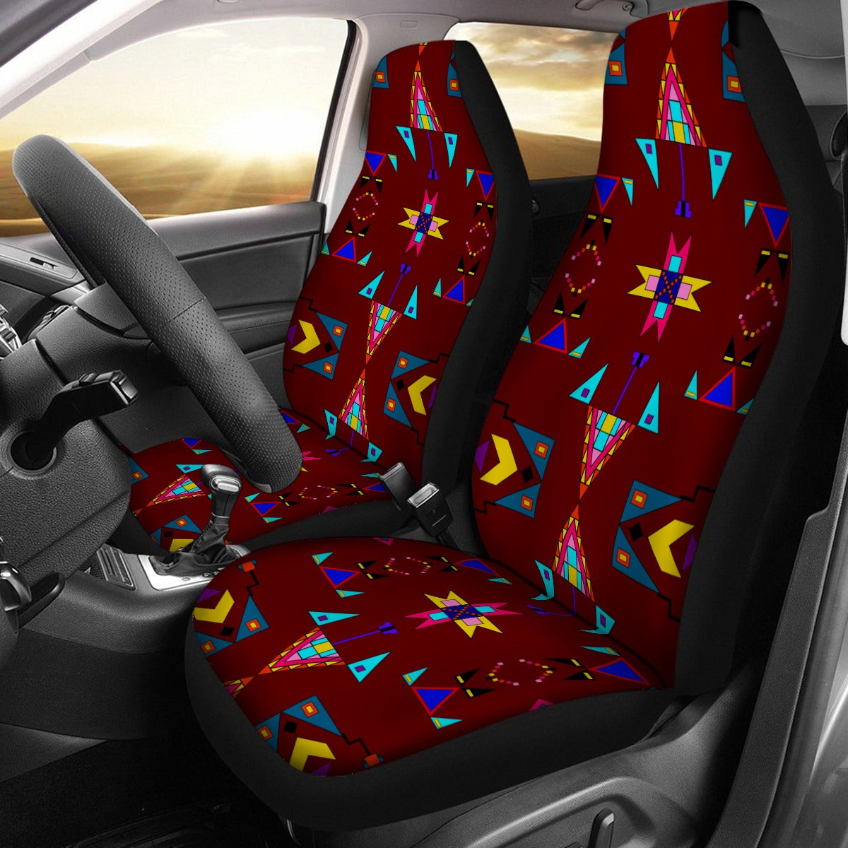 Enemy Territory Maroon Universal Car Seat Cover With Thickened Back