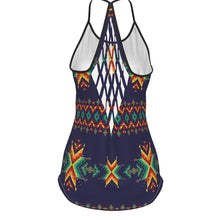 Load image into Gallery viewer, Dreams Of Ancestors Indigo Shade Criss-Cross Open Back Tank Top
