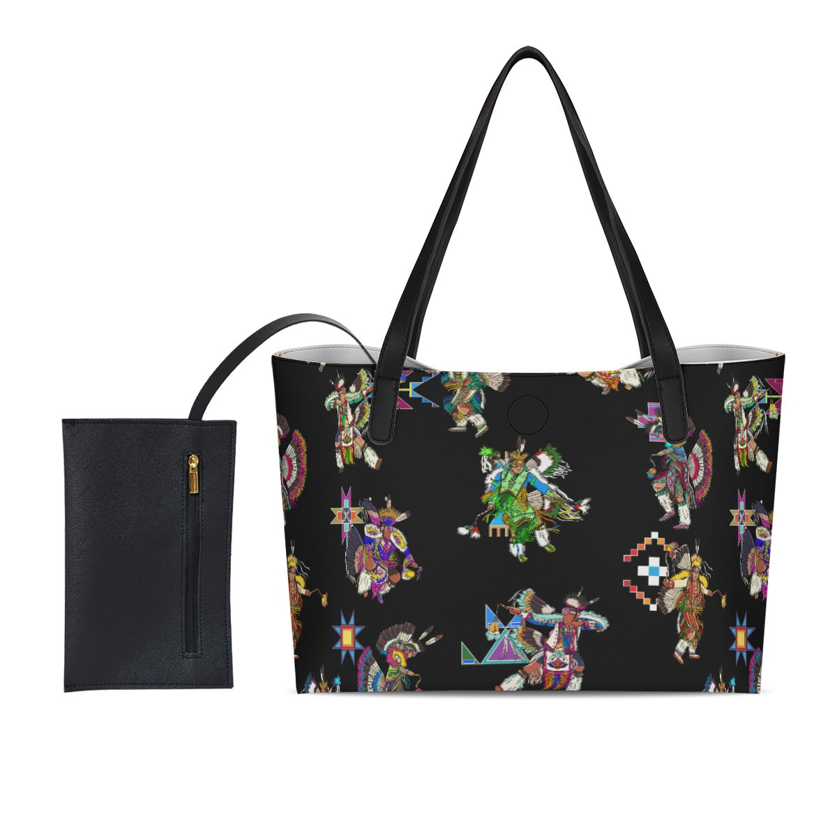 Men's Fancy Dancer Black Shopping Tote Bag With Black Mini Purse