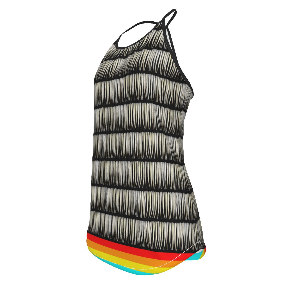 Dentalium on Black Criss-Cross Open Back Tank Top