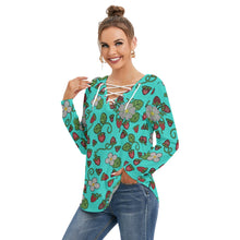 Load image into Gallery viewer, Strawberry Dreams Turquoise Tie Sweatshirt
