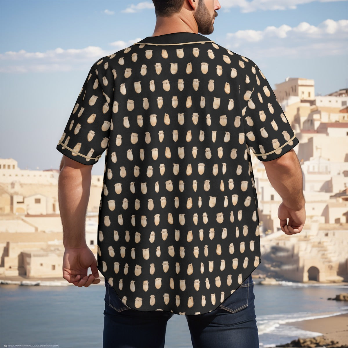 Elk Teeth on Black Short Sleeve Baseball Jersey