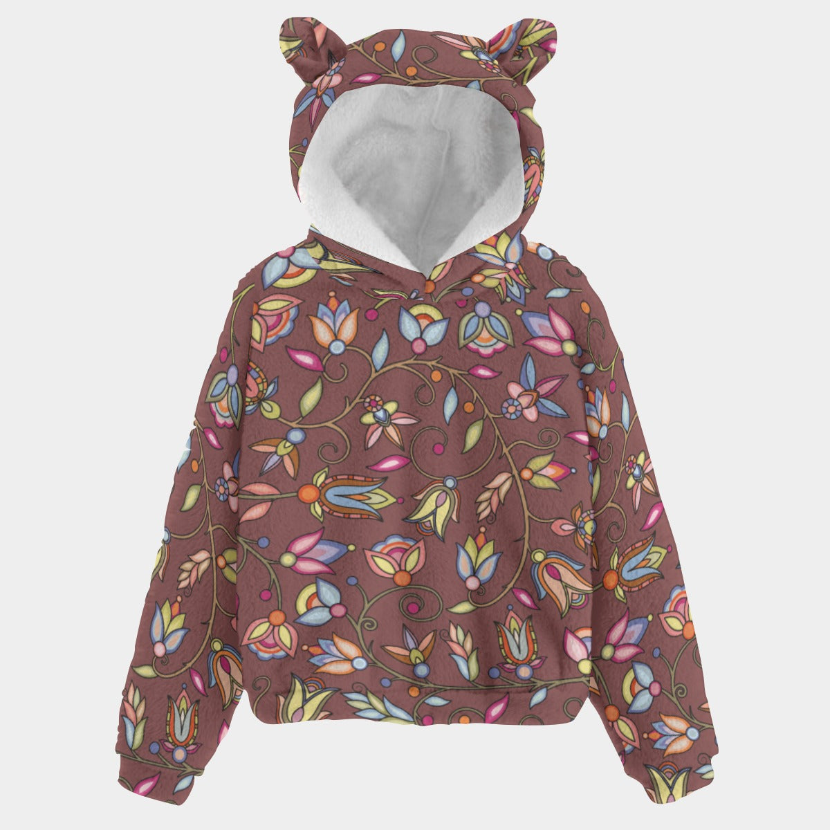 Buffalo Bloom Clay Youth Hoodie with Ears