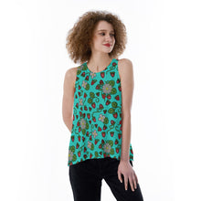 Load image into Gallery viewer, Strawberry Dreams Turquoise Split Back Tank Top
