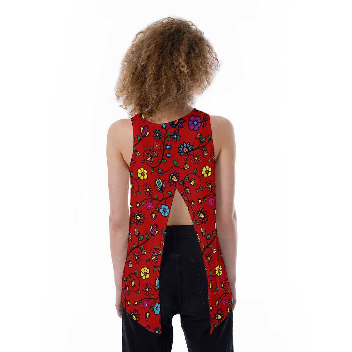 Nature's Nexus Red Split Back Tank Top