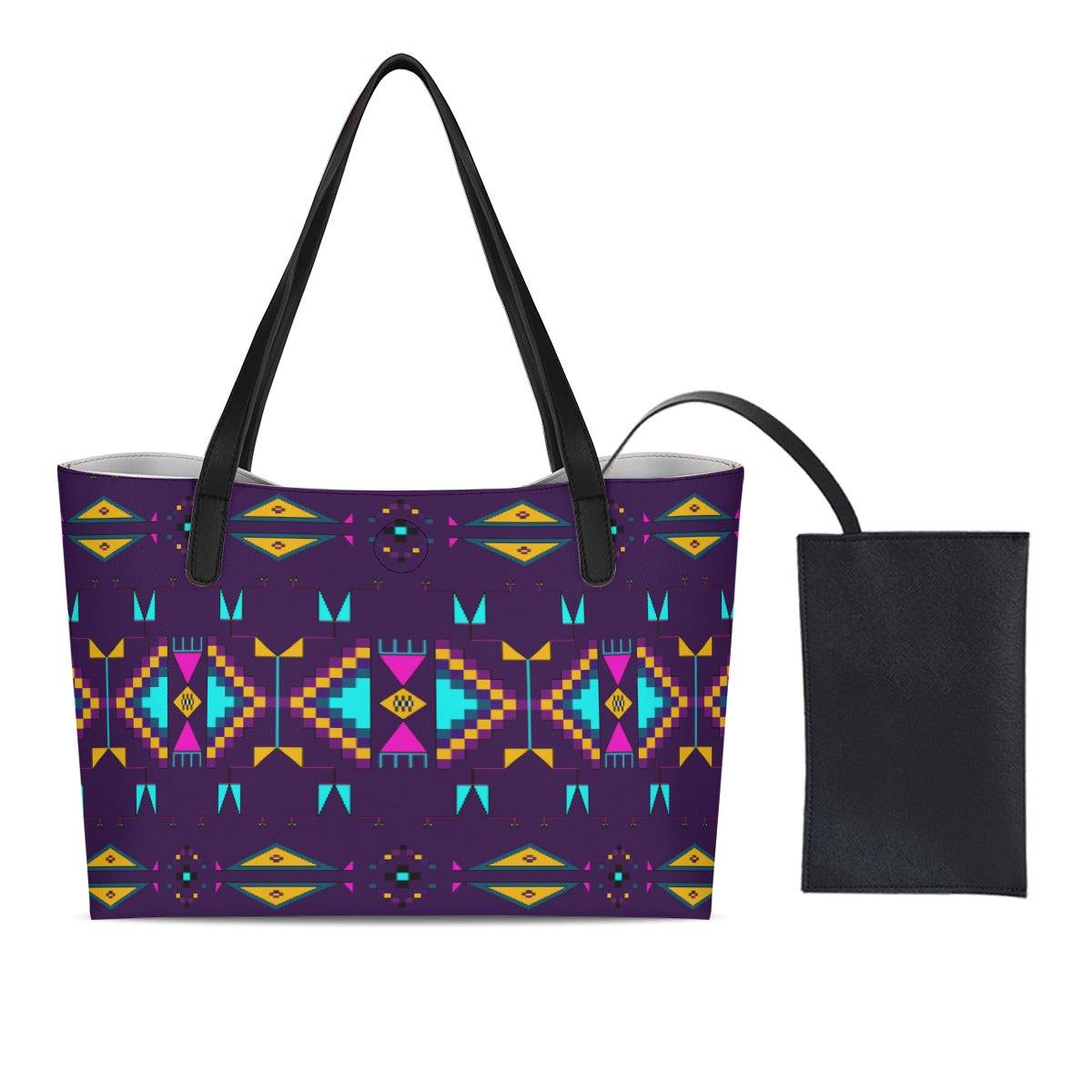 Rite of Passage Dark Purple Tote Bag With Black Mini Purse