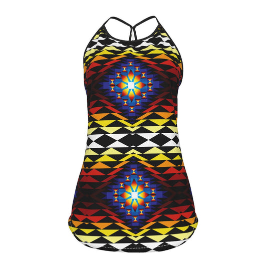 Sunset Blanket Criss-Cross Open Back Tank Top