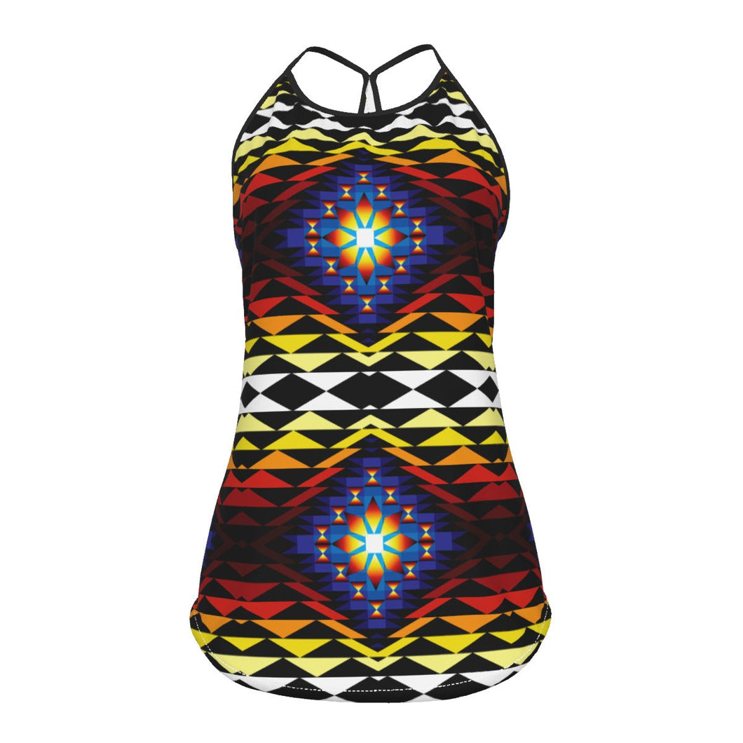 Sunset Blanket Criss-Cross Open Back Tank Top