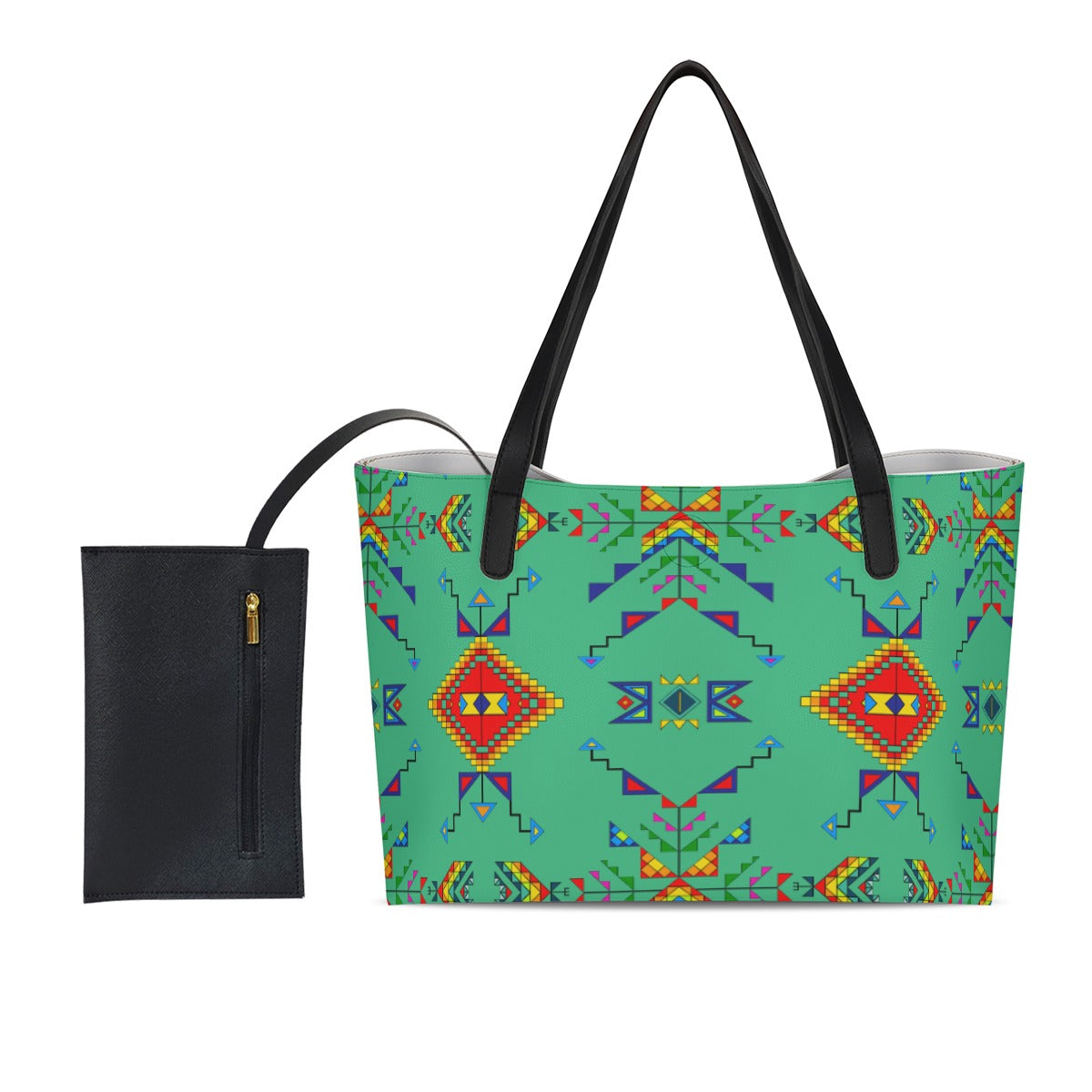 Buffalo Jump Sage Shopping Tote Bag With Black Mini Purse