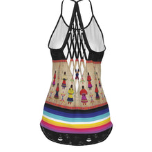 Load image into Gallery viewer, Ledger Round Dance Midnight Criss-Cross Open Back Tank Top
