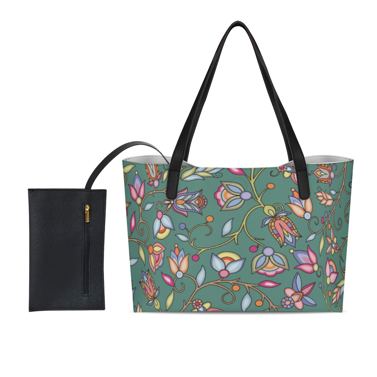 Buffalo Bloom Pond Reflection Shopping Tote Bag With Black Mini Purse