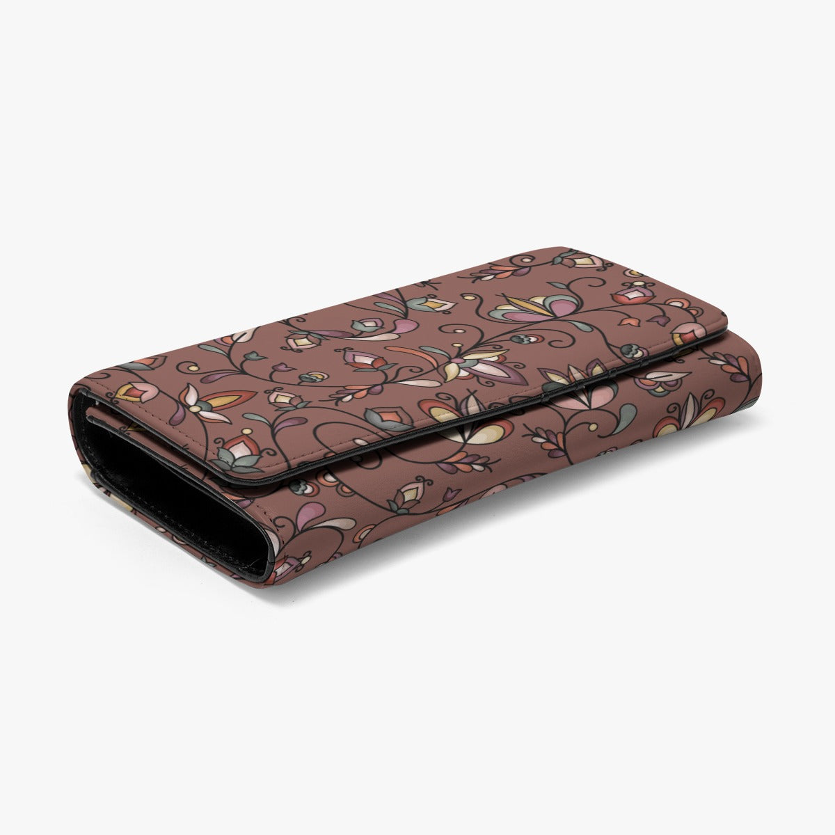 Burnt Sky Petals Brown Foldable Wallet