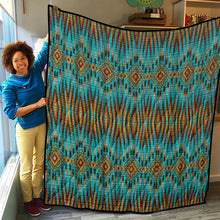 Load image into Gallery viewer, Fire Feather Turquoise Lightweight Quilt
