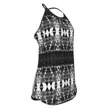 Load image into Gallery viewer, Writing on Stone Black and White Criss-Cross Open Back Tank Top
