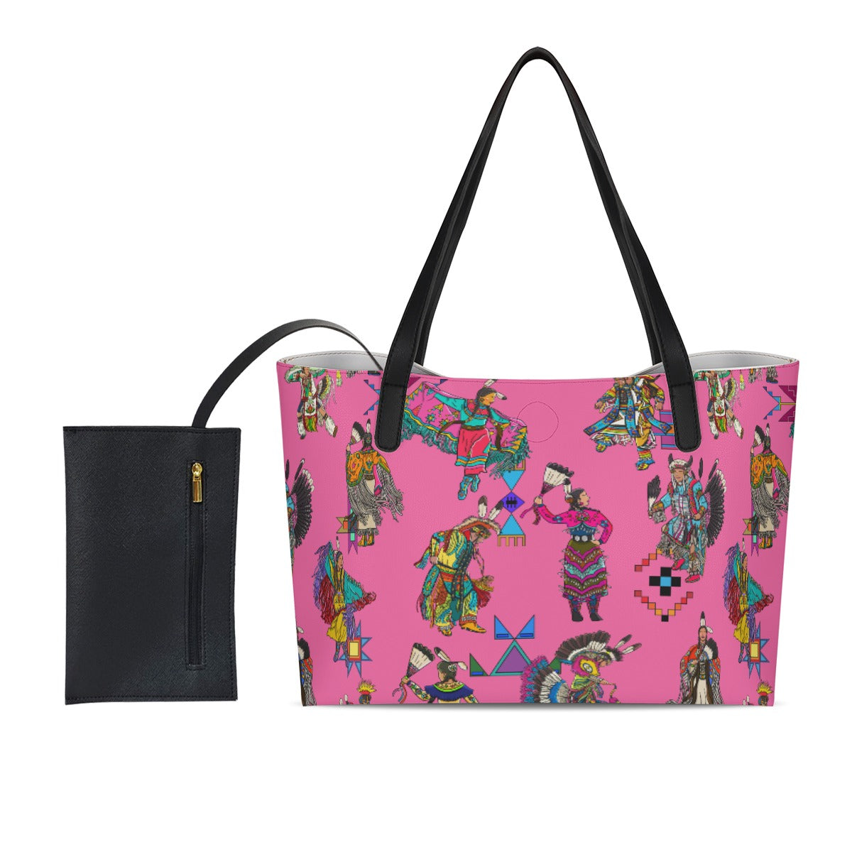 Grand Entry Dancer Pink Shopping Tote Bag With Black Mini Purse