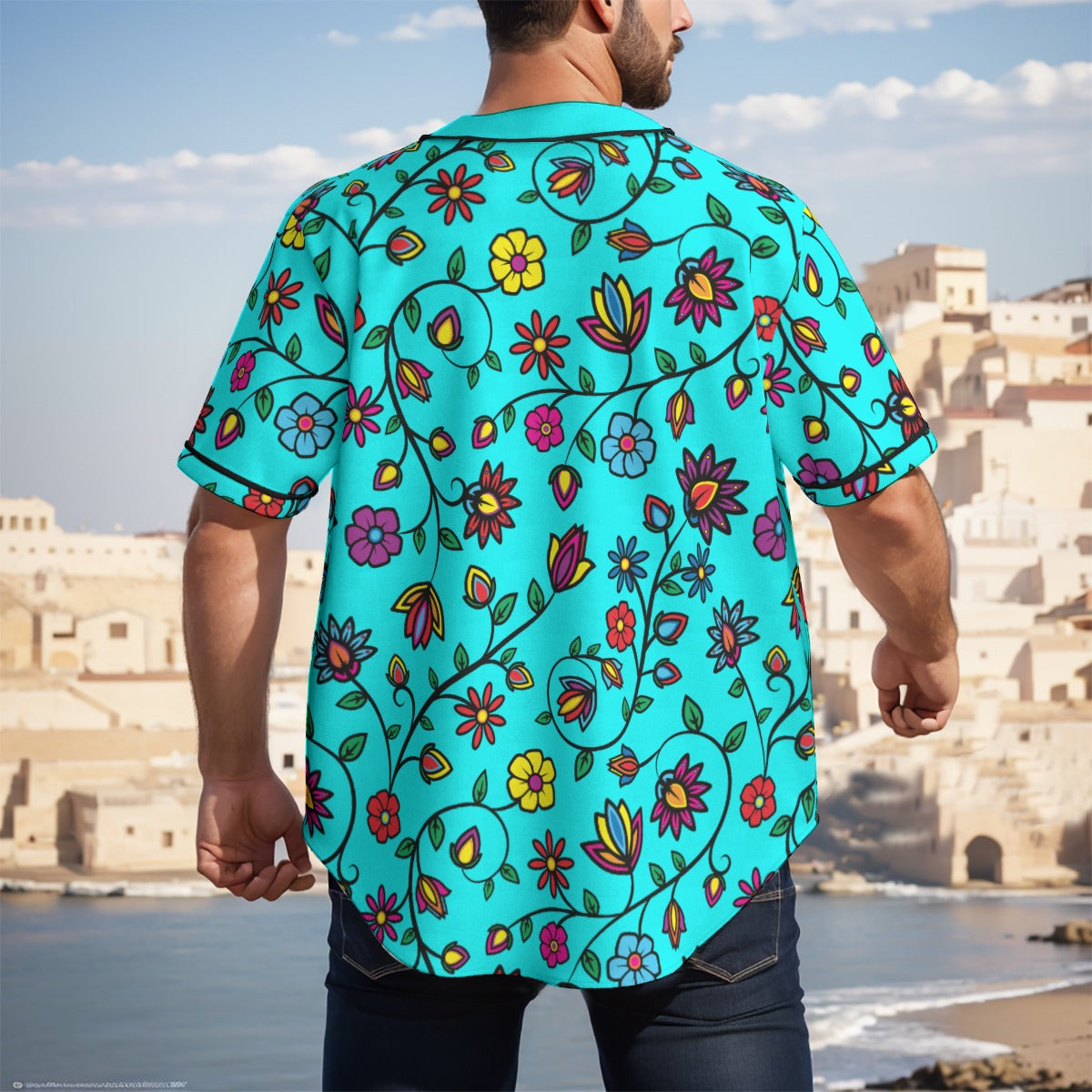 Nature's Nexus Turquoise Short Sleeve Baseball Jersey