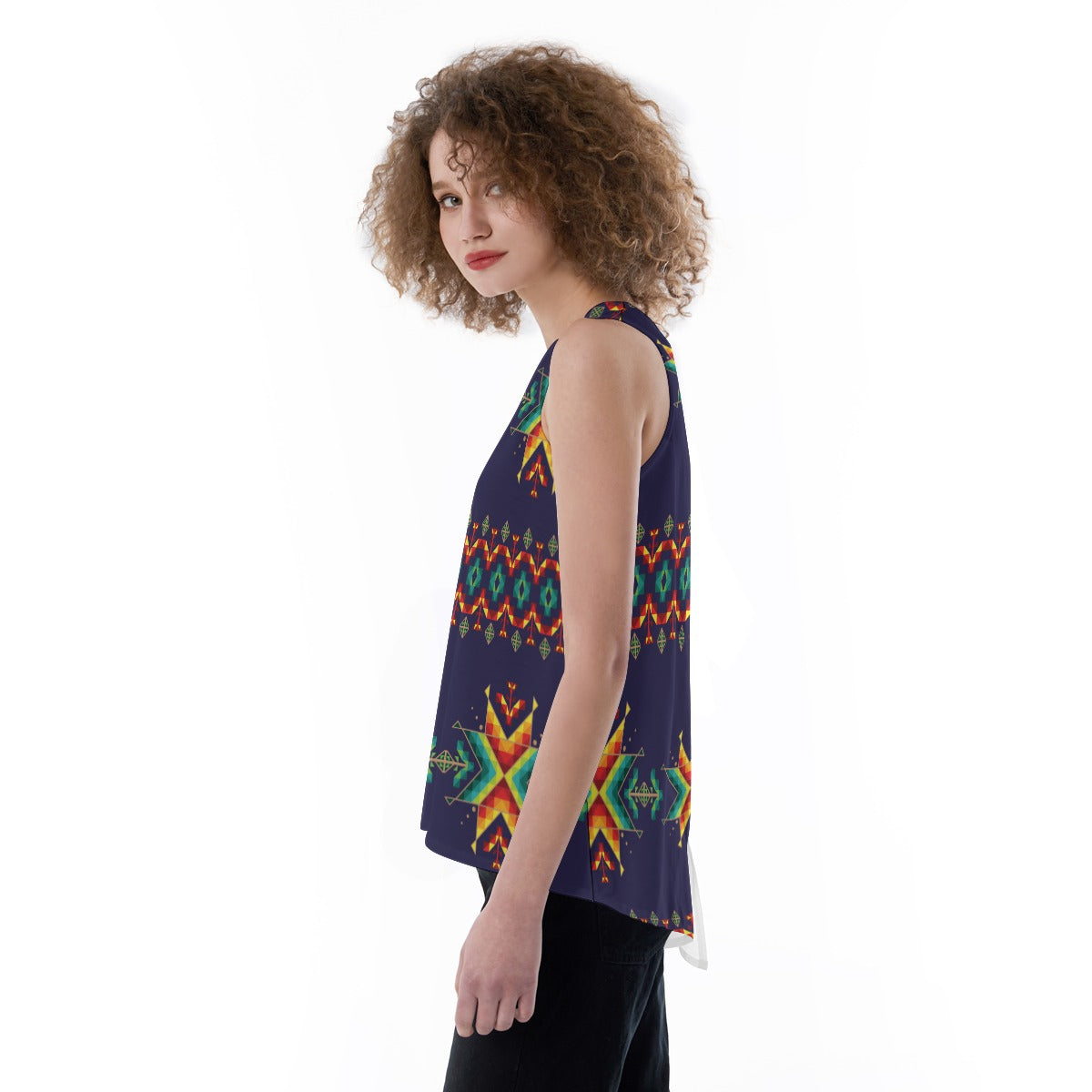 Dreams Of Ancestors Indigo Shade Split Back Tank Top