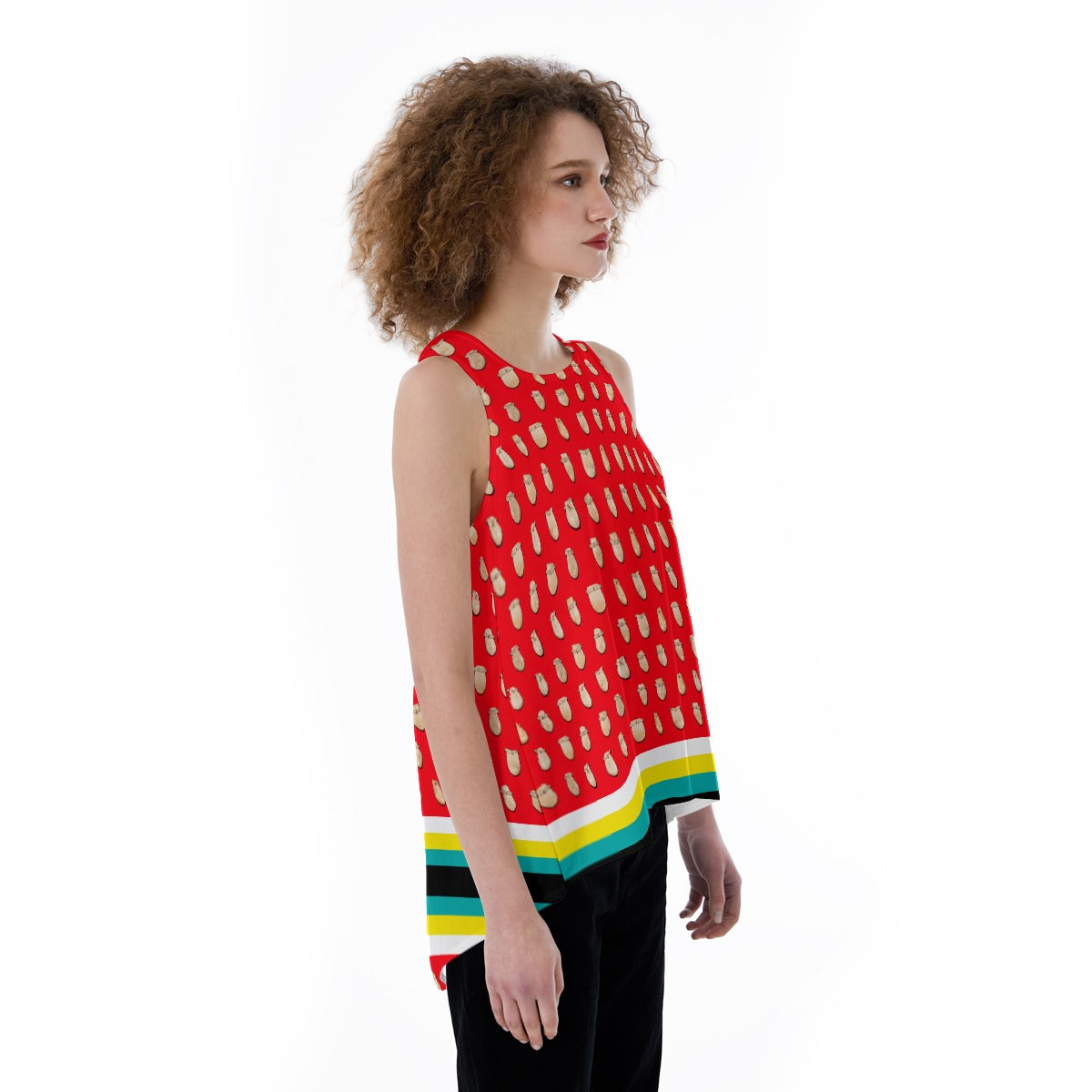 Elk Teeth on Red Split Back Tank Top