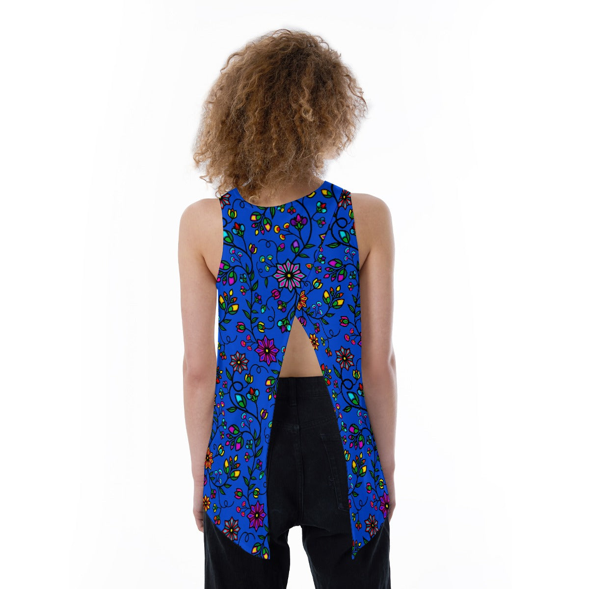 Prairie Paintbrush Blue Split Back Tank Top